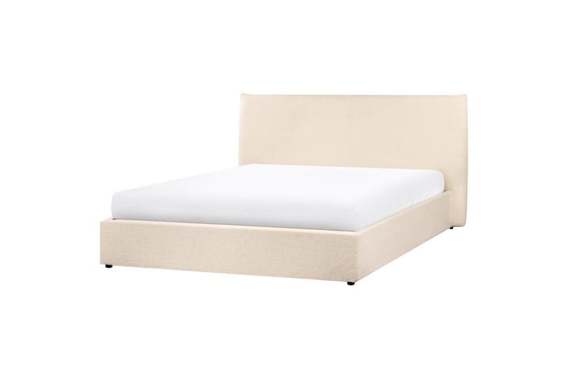 Seng med lagring Lavaur - Beige/Bouclé, 160x200 cm - Møbler - Senger - Senger med oppbevaring