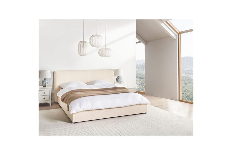 Seng med lagring Lavaur - Beige/Bouclé, 180x200 cm - Møbler - Senger - Senger med oppbevaring