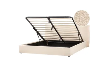 Seng med lagring Lavaur - Beige/Bouclé, 180x200 cm - Møbler - Senger - Senger med oppbevaring