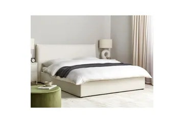 Seng med lagring Lavaur - Hvit/Bouclé, 160x200 cm - Møbler - Senger - Senger med oppbevaring