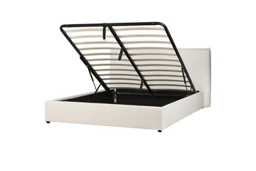 Seng med lagring Lavaur - Hvit/Bouclé, 160x200 cm - Møbler - Senger - Senger med oppbevaring