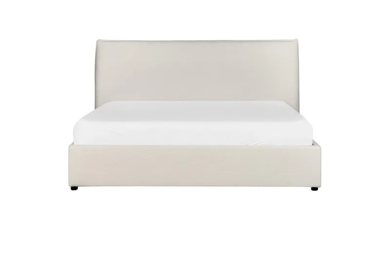 Seng med lagring Lavaur - Hvit/Bouclé, 160x200 cm - Møbler - Senger - Senger med oppbevaring