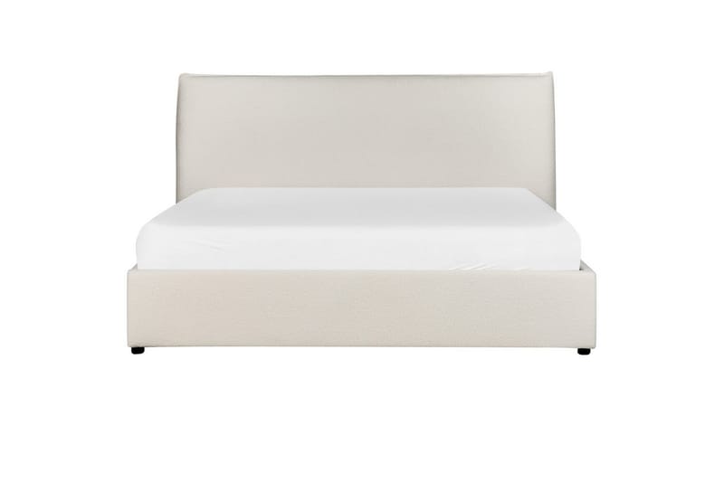Seng med lagring Lavaur - Hvit/Bouclé, 160x200 cm - Møbler - Senger - Senger med oppbevaring