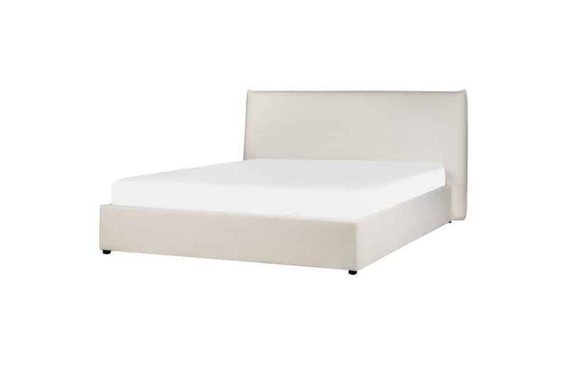 Seng med lagring Lavaur - Hvit/Bouclé, 160x200 cm - Møbler - Senger - Senger med oppbevaring