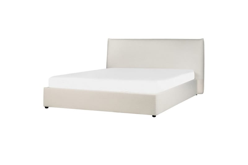 Seng med lagring Lavaur - Hvit/Bouclé, 180x200 cm - Møbler - Senger - Senger med oppbevaring