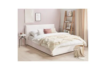 Seng med lagring Lavaur - Hvit/Fløyel, 160x200 cm - Møbler - Senger - Senger med oppbevaring