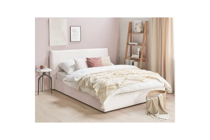 Seng med lagring Lavaur - Hvit/Fløyel, 160x200 cm - Møbler - Senger - Senger med oppbevaring