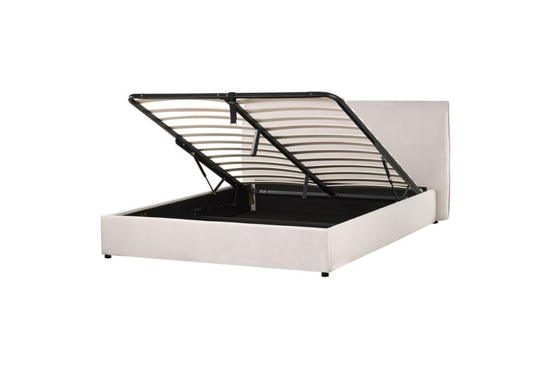 Seng med lagring Lavaur, Hvit/Fløyel, 160x200 cm