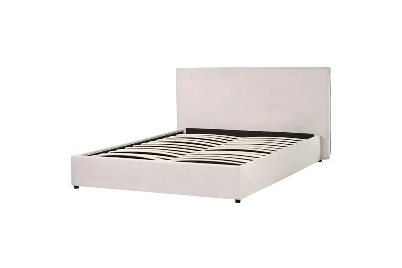 Seng med lagring Lavaur - Hvit/Fløyel, 160x200 cm - Møbler - Senger - Senger med oppbevaring