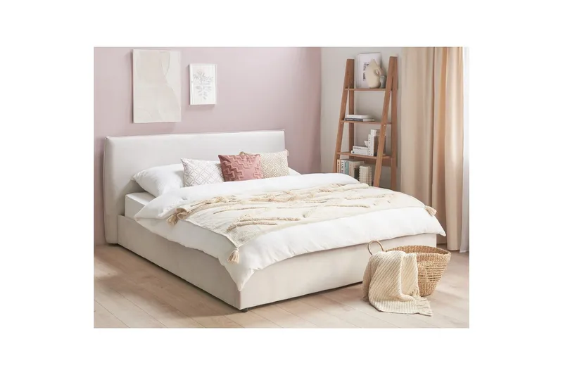 Seng med lagring Lavaur - Hvit/Fløyel, 180x200 cm - Møbler - Senger - Senger med oppbevaring