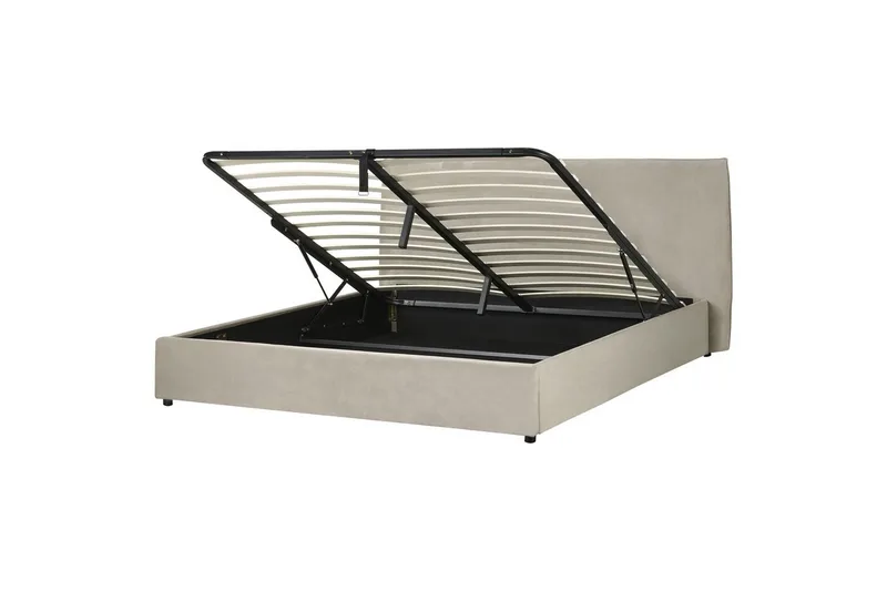 Seng med lagring Lavaur, Taupe/Fløyel, 180x200 cm