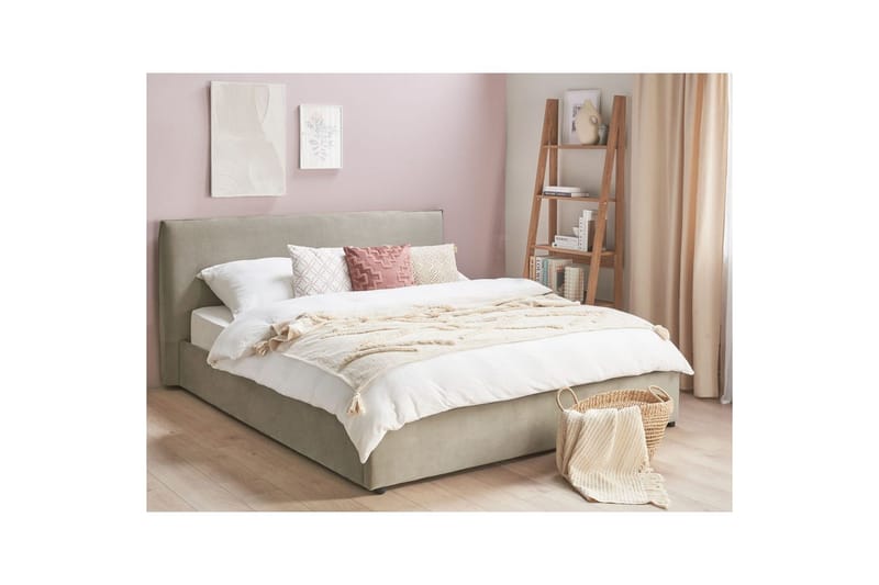 Seng med lagring Lavaur - Taupe/Fløyel, 180x200 cm - Møbler - Senger - Senger med oppbevaring