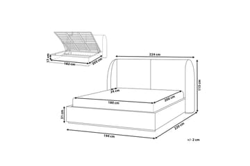 Seng med lagring Monestier - Hvit, 180x200 cm - Møbler - Senger - Senger med oppbevaring