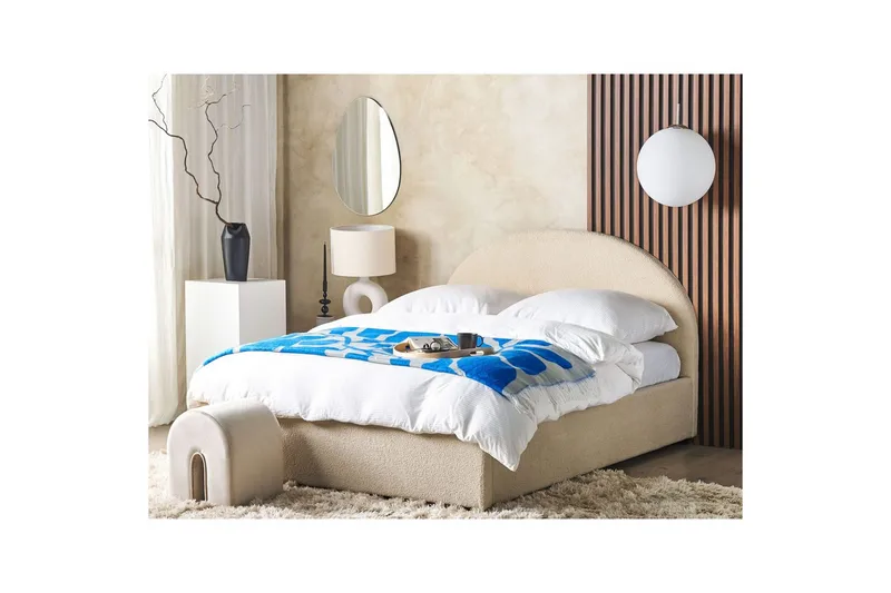 Seng med lagring Vaucluse - Beige/Bouclé, 160x200 cm - Møbler - Senger - Senger med oppbevaring