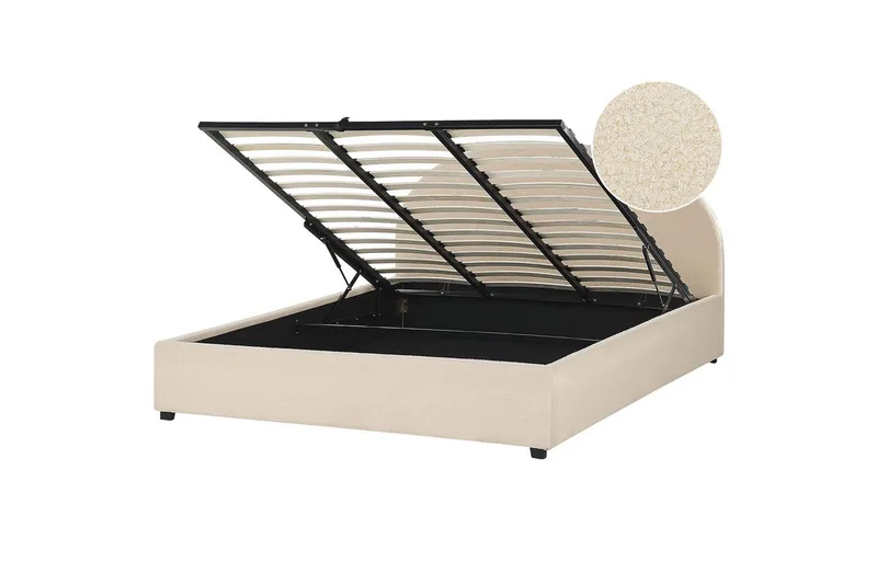 Seng med lagring Vaucluse, Beige/Bouclé, 180x200 cm