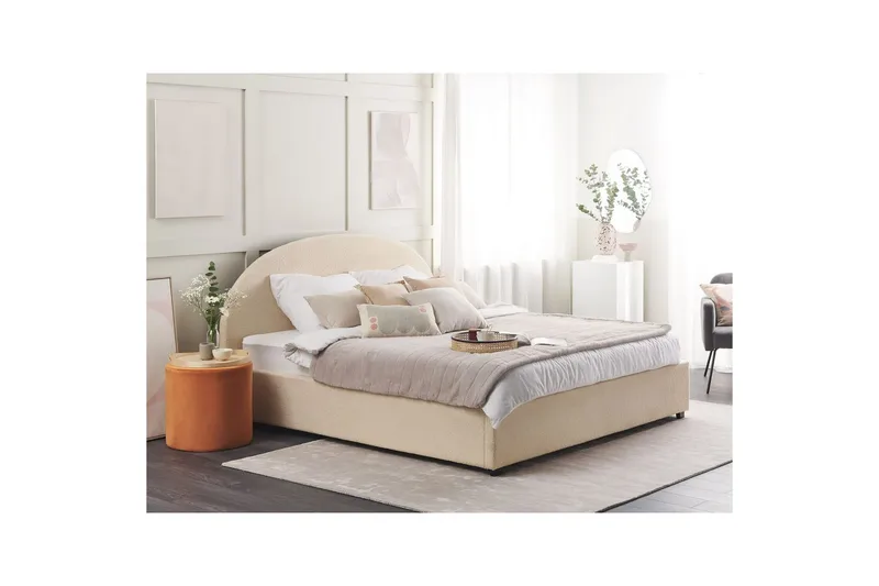 Seng med lagring Vaucluse - Beige/Bouclé, 180x200 cm - Møbler - Senger - Senger med oppbevaring
