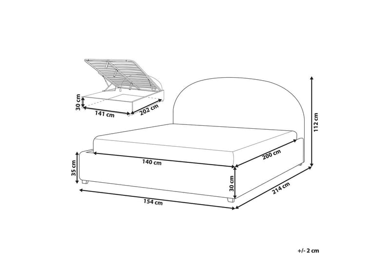 Seng med lagring Vaucluse - Lys blå/Polyester, Lyseblå/Polyester, 140x200 cm - Møbler - Senger - Senger med oppbevaring