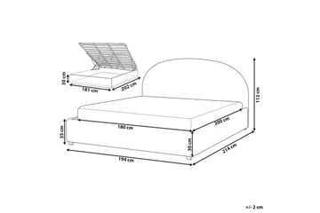 Seng med lagring Vaucluse - Lys blå/Polyester, Lyseblå/Polyester, 180x200 cm - Møbler - Senger - Senger med oppbevaring