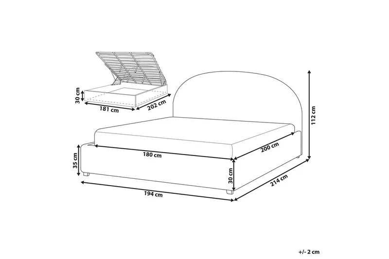 Seng med lagring Vaucluse - Lys blå/Polyester, Lyseblå/Polyester, 180x200 cm - Møbler - Senger - Senger med oppbevaring