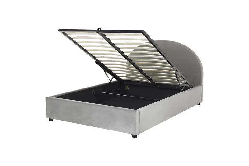 Seng med lagring Vaucluse, Lys grå/Fløyel, Lysegrå/Fløyel, 160x200 cm