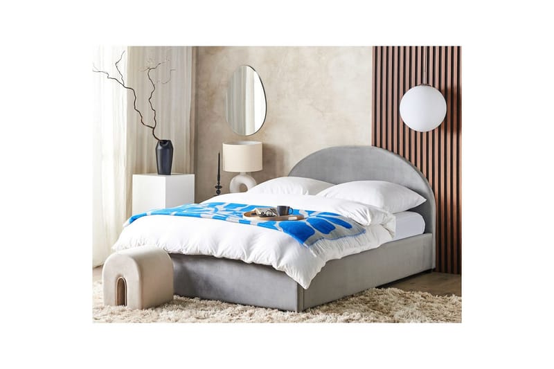 Seng med lagring Vaucluse - Lys grå/Fløyel, Lysegrå/Fløyel, 160x200 cm - Møbler - Senger - Senger med oppbevaring