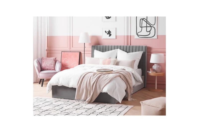 Seng med lagring Vion - Grå, 140x200 cm - Møbler - Senger - Senger med oppbevaring