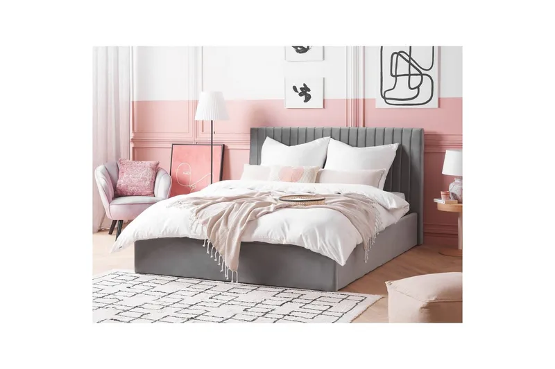 Seng med lagring Vion - Grå, 160x200 cm - Møbler - Senger - Senger med oppbevaring