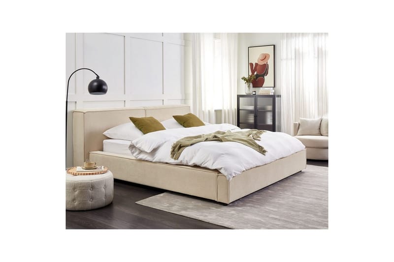 Seng med lamellbunn Linards - Beige/Manchesterstoff, 180x200 cm - Møbler - Senger - Sengeramme & sengestamme