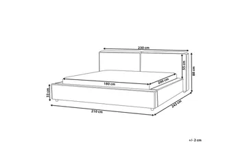 Seng med lamellbunn Linards - Grå/polyester, Grå/Polyester, 180x200 cm - Møbler - Senger - Sengeramme & sengestamme
