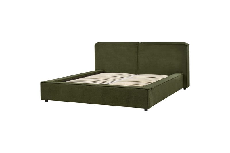 Seng med lamellbunn Linards - Grønn/Bouclé, 160x200 cm - Møbler - Senger - Sengeramme & sengestamme