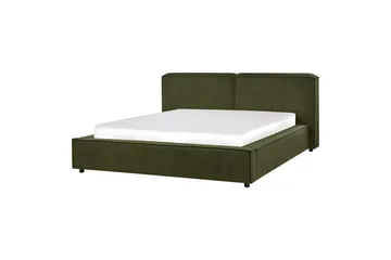 Seng med lamellbunn Linards - Grønn/Bouclé, 160x200 cm - Møbler - Senger - Sengeramme & sengestamme