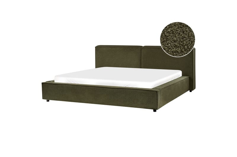 Seng med lamellbunn Linards, Grønn/Bouclé, 180x200 cm