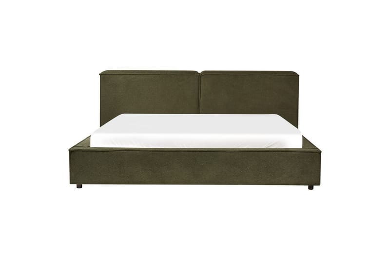 Seng med lamellbunn Linards - Grønn/Bouclé, 180x200 cm - Møbler - Senger - Sengeramme & sengestamme