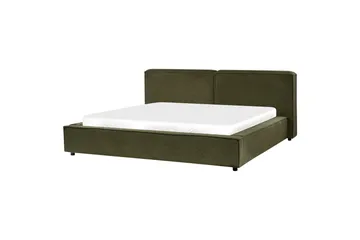 Seng med lamellbunn Linards - Grønn/Bouclé, 180x200 cm - Møbler - Senger - Sengeramme & sengestamme