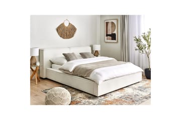 Seng med lamellbunn Linards - Hvit/Bouclé, 160x200 cm - Møbler - Senger - Sengeramme & sengestamme