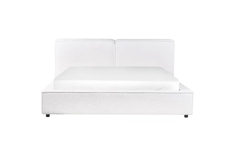 Seng med lamellbunn Linards - Hvit/Bouclé, 160x200 cm - Møbler - Senger - Sengeramme & sengestamme
