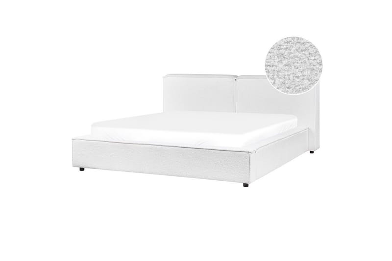 Seng med lamellbunn Linards, Hvit/Bouclé, 160x200 cm
