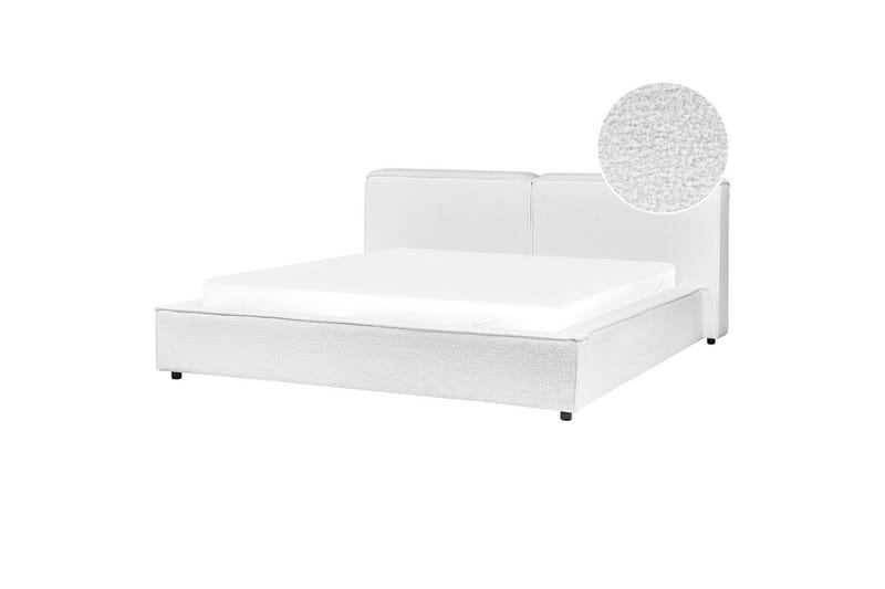Seng med lamellbunn Linards, Hvit/Bouclé, 180x200 cm