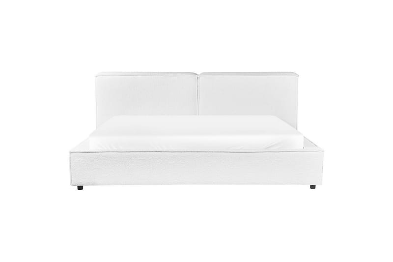 Seng med lamellbunn Linards - Hvit/Bouclé, 180x200 cm - Møbler - Senger - Sengeramme & sengestamme