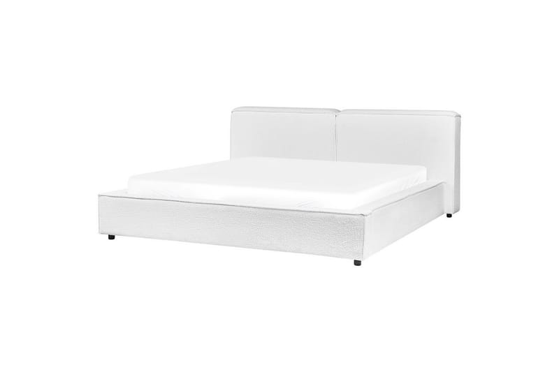 Seng med lamellbunn Linards - Hvit/Bouclé, 180x200 cm - Møbler - Senger - Sengeramme & sengestamme