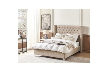 Seng med lamellbunn Lubbon - Beige, Sølv, 140x200 cm - Møbler - Senger - Sengeramme & sengestamme