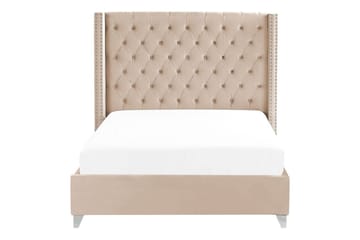 Seng med lamellbunn Lubbon - Beige, Sølv, 140x200 cm - Møbler - Senger - Sengeramme & sengestamme