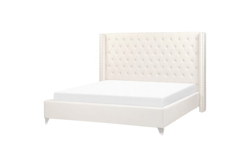 Seng med lamellbunn Lubbon, Hvit, Sølv, Hvit, sølv, 180x200 cm