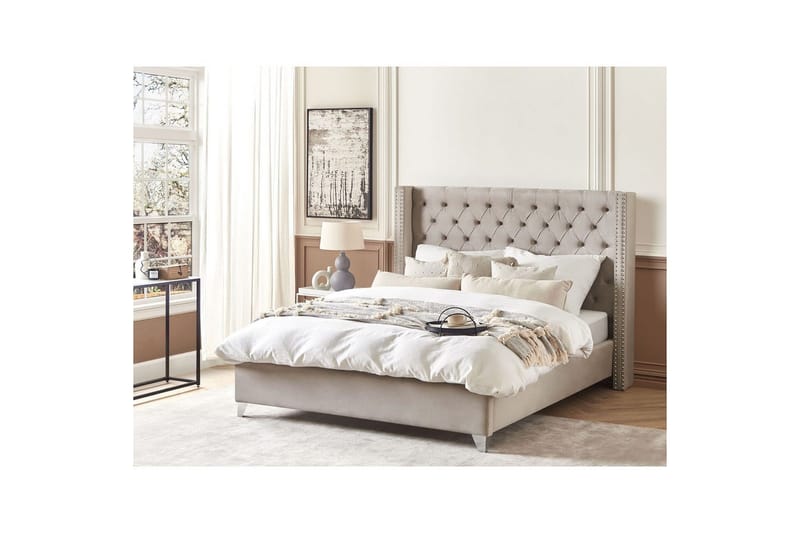 Seng med lamellbunn Lubbon - Lysegrå, Sølv, Lys grå, sølv, 180x200 cm - Møbler - Senger - Sengeramme & sengestamme