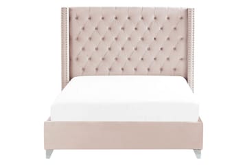 Seng med lamellbunn Lubbon - Rosa, Sølv, Rosa, sølv, 160x200 cm - Møbler - Senger - Sengeramme & sengestamme