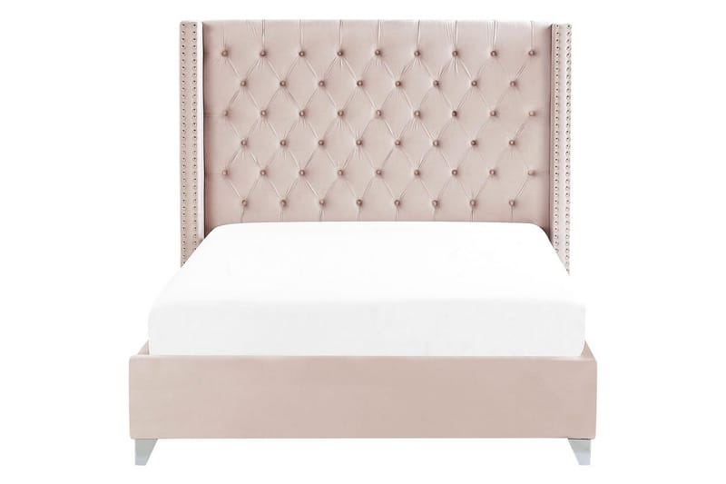 Seng med lamellbunn Lubbon - Rosa, Sølv, Rosa, sølv, 160x200 cm - Møbler - Senger - Sengeramme & sengestamme