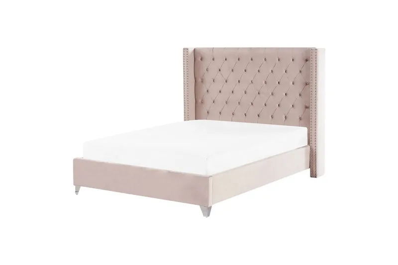 Seng med lamellbunn Lubbon, Rosa, Sølv, Rosa, sølv, 160x200 cm