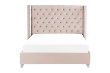 Seng med lamellbunn Lubbon - Rosa, Sølv, Rosa, sølv, 180x200 cm - Møbler - Senger - Sengeramme & sengestamme