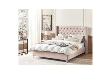 Seng med lamellbunn Lubbon - Rosa, Sølv, Rosa, sølv, 180x200 cm - Møbler - Senger - Sengeramme & sengestamme