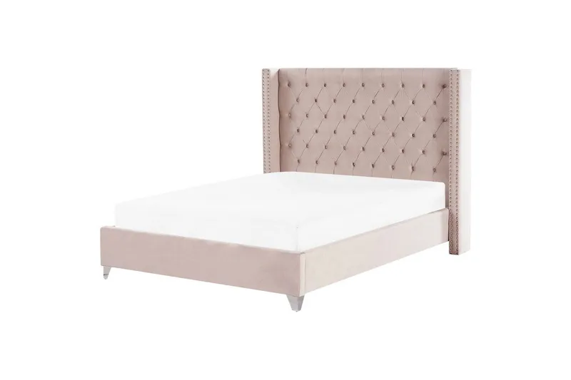 Seng med lamellbunn Lubbon, Rosa, Sølv, Rosa, sølv, 180x200 cm